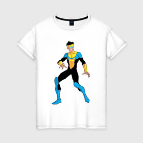 Женская футболка хлопок с принтом Неуязвимый (Invincible) , 100% хлопок | прямой крой, круглый вырез горловины, длина до линии бедер, слегка спущенное плечо | damien darkblood | invincible | superman | марк грэйсон | мультсериал | неуязвимый | супергерой
