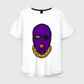 Мужская футболка хлопок Oversize с принтом DaBaby Purple Mask , 100% хлопок | свободный крой, круглый ворот, “спинка” длиннее передней части | Тематика изображения на принте: gangster | golden | mask | music | rappers