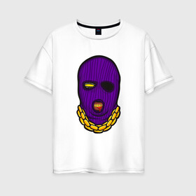 Женская футболка хлопок Oversize с принтом DaBaby Purple Mask , 100% хлопок | свободный крой, круглый ворот, спущенный рукав, длина до линии бедер
 | gangster | golden | mask | music | rappers
