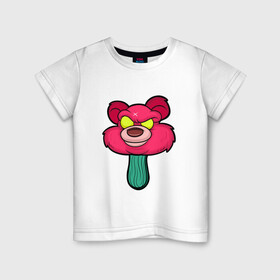 Детская футболка хлопок с принтом Розовый медведь , 100% хлопок | круглый вырез горловины, полуприлегающий силуэт, длина до линии бедер | bears | ice cream | pinky | животные | мороженное