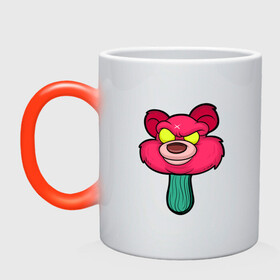 Кружка хамелеон с принтом Розовый медведь , керамика | меняет цвет при нагревании, емкость 330 мл | Тематика изображения на принте: bears | ice cream | pinky | животные | мороженное