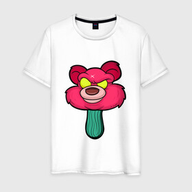 Мужская футболка хлопок с принтом Розовый медведь , 100% хлопок | прямой крой, круглый вырез горловины, длина до линии бедер, слегка спущенное плечо. | bears | ice cream | pinky | животные | мороженное