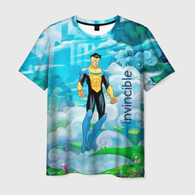Мужская футболка 3D с принтом Неуязвимый (Invincible) , 100% полиэфир | прямой крой, круглый вырез горловины, длина до линии бедер | damien darkblood | invincible | superman | марк грэйсон | мультсериал | неуязвимый | супергерой