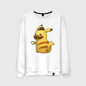 Мужской свитшот хлопок с принтом Пикачу детектив , 100% хлопок |  | anime | picachu | pikachu | аниме | милый | пика | пикачу | покебол | покемон