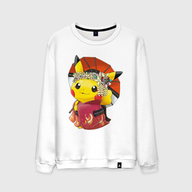 Мужской свитшот хлопок с принтом Пикачу гейша , 100% хлопок |  | anime | picachu | pikachu | аниме | милый | пика | пикачу | покебол | покемон