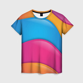 Женская футболка 3D с принтом Candy rainbow , 100% полиэфир ( синтетическое хлопкоподобное полотно) | прямой крой, круглый вырез горловины, длина до линии бедер | 3d | 3д | sport | абстракция | линии | паттерн | соты | спортивный стиль | текстуры