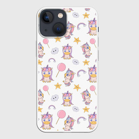 Чехол для iPhone 13 mini с принтом Единороги ,  |  | rainbow | unicorn | единорог | милый единорог | радуга | сладкий единорог