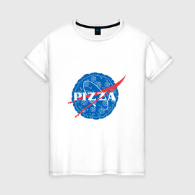 Женская футболка хлопок с принтом NASA Pizza , 100% хлопок | прямой крой, круглый вырез горловины, длина до линии бедер, слегка спущенное плечо | mars | moon | nasa | астероид | астронавт | астрономия | вселенная | гагарин | галактика | земля | илон | комета | космонавт | космос | луна | марс | маск | наса | небо | нло | пицца | планета | пришелец | ракета