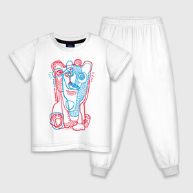 Детская пижама хлопок с принтом bipolar bear , 100% хлопок |  брюки и футболка прямого кроя, без карманов, на брюках мягкая резинка на поясе и по низу штанин
 | acid | bears | glitch | illusion | pole | иллюзия | кислота | медведи | полюс