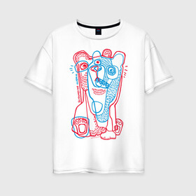 Женская футболка хлопок Oversize с принтом bipolar bear , 100% хлопок | свободный крой, круглый ворот, спущенный рукав, длина до линии бедер
 | acid | bears | glitch | illusion | pole | иллюзия | кислота | медведи | полюс