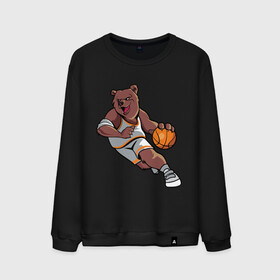 Мужской свитшот хлопок с принтом Медведь , 100% хлопок |  | art | ball | basketball | bear | sport | арт | баскетбол | медведь | мишка | мяч | спорт