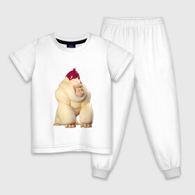 Детская пижама хлопок с принтом Кремовая Горилла , 100% хлопок |  брюки и футболка прямого кроя, без карманов, на брюках мягкая резинка на поясе и по низу штанин
 | gorilla | ice cream | горилла | животные | крем
