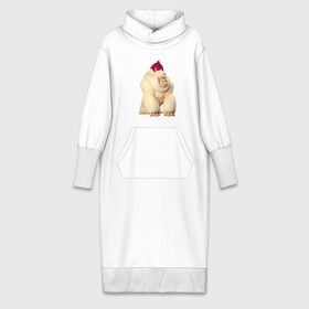Платье удлиненное хлопок с принтом Кремовая Горилла ,  |  | Тематика изображения на принте: gorilla | ice cream | горилла | животные | крем