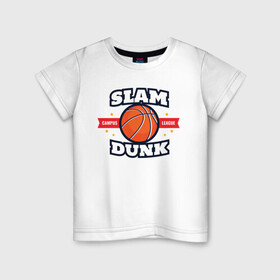 Детская футболка хлопок с принтом Slam Dunk , 100% хлопок | круглый вырез горловины, полуприлегающий силуэт, длина до линии бедер | art | ball | basketball | slam dunk | sport | stars | арт | баскетбол | звезды | мяч | слэм данк | спорт