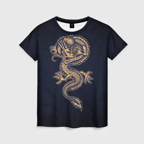 Женская футболка 3D с принтом Дракон , 100% полиэфир ( синтетическое хлопкоподобное полотно) | прямой крой, круглый вырез горловины, длина до линии бедер | dragon | дракон | драконами | драконом | дракоша | иероглиф | мифология