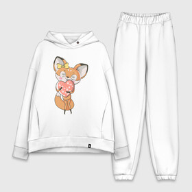 Женский костюм хлопок Oversize с принтом Лисица с сердечком ,  |  | fox | foxy | животное | звери | лиса | лисенок | лисичка | милая | рыжая | фокс