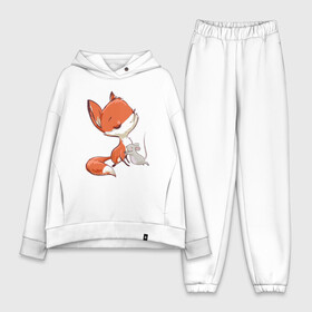 Женский костюм хлопок Oversize с принтом Лисичка и мышка ,  |  | fox | foxy | животное | звери | лиса | лисенок | лисичка | милая | рыжая | фокс