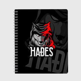 Тетрадь с принтом Hades , 100% бумага | 48 листов, плотность листов — 60 г/м2, плотность картонной обложки — 250 г/м2. Листы скреплены сбоку удобной пружинной спиралью. Уголки страниц и обложки скругленные. Цвет линий — светло-серый
 | hades | roguelike | бесконечные круги ада | волк | компьютерная игра | красный | эмблема