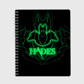 Тетрадь с принтом Hades , 100% бумага | 48 листов, плотность листов — 60 г/м2, плотность картонной обложки — 250 г/м2. Листы скреплены сбоку удобной пружинной спиралью. Уголки страниц и обложки скругленные. Цвет линий — светло-серый
 | hades | roguelike | бесконечные круги ада | волки | зелёные | компьютерная игра | светящиеся | эмблема