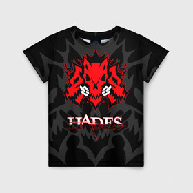Детская футболка 3D с принтом Hades , 100% гипоаллергенный полиэфир | прямой крой, круглый вырез горловины, длина до линии бедер, чуть спущенное плечо, ткань немного тянется | hades | roguelike | бесконечные круги ада | волк | компьютерная игра | красный | цепь | эмблема