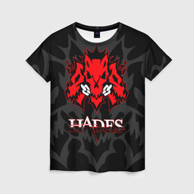 Женская футболка 3D с принтом Hades , 100% полиэфир ( синтетическое хлопкоподобное полотно) | прямой крой, круглый вырез горловины, длина до линии бедер | hades | roguelike | бесконечные круги ада | волк | компьютерная игра | красный | цепь | эмблема
