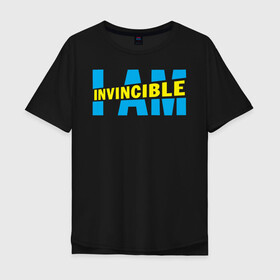 Мужская футболка хлопок Oversize с принтом I am Invincible , 100% хлопок | свободный крой, круглый ворот, “спинка” длиннее передней части | Тематика изображения на принте: allen | invincible | omni man | omniman | superhero | алиен | аллен | инвинсибл | неуязвимый | омнимэн | супергерои