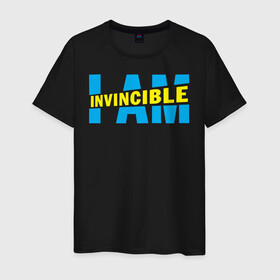 Мужская футболка хлопок с принтом I am Invincible , 100% хлопок | прямой крой, круглый вырез горловины, длина до линии бедер, слегка спущенное плечо. | Тематика изображения на принте: allen | invincible | omni man | omniman | superhero | алиен | аллен | инвинсибл | неуязвимый | омнимэн | супергерои