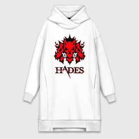 Платье-худи хлопок с принтом Hades ,  |  | hades | roguelike | бесконечные круги ада | волк | компьютерная игра | красный | цепь | эмблема