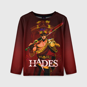 Детский лонгслив 3D с принтом Zagreus Hades , 100% полиэстер | длинные рукава, круглый вырез горловины, полуприлегающий силуэт
 | Тематика изображения на принте: hades | roguelike | zagreus | бесконечные круги ада | загрей | компьютерная игра | мифология | сын аида