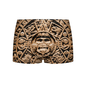 Мужские трусы 3D с принтом Ацтекский Календарь , 50% хлопок, 50% полиэстер | классическая посадка, на поясе мягкая тканевая резинка | Тематика изображения на принте: aztec | calendar | ацтеки | календарь | майя