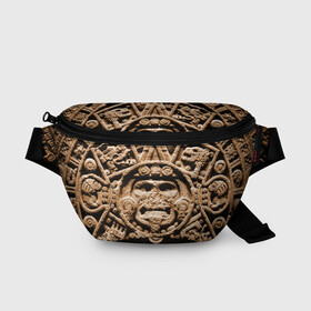 Поясная сумка 3D с принтом Ацтекский Календарь , 100% полиэстер | плотная ткань, ремень с регулируемой длиной, внутри несколько карманов для мелочей, основное отделение и карман с обратной стороны сумки застегиваются на молнию | aztec | calendar | ацтеки | календарь | майя