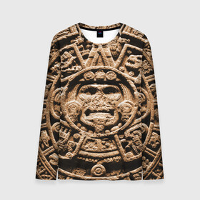 Мужской лонгслив 3D с принтом Ацтекский Календарь , 100% полиэстер | длинные рукава, круглый вырез горловины, полуприлегающий силуэт | Тематика изображения на принте: aztec | calendar | ацтеки | календарь | майя