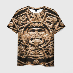 Мужская футболка 3D с принтом Ацтекский Календарь , 100% полиэфир | прямой крой, круглый вырез горловины, длина до линии бедер | aztec | calendar | ацтеки | календарь | майя