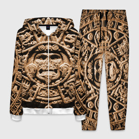 Мужской костюм 3D с принтом Ацтекский Календарь , 100% полиэстер | Манжеты и пояс оформлены тканевой резинкой, двухслойный капюшон со шнурком для регулировки, карманы спереди | aztec | calendar | ацтеки | календарь | майя