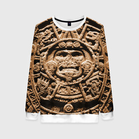 Женский свитшот 3D с принтом Ацтекский Календарь , 100% полиэстер с мягким внутренним слоем | круглый вырез горловины, мягкая резинка на манжетах и поясе, свободная посадка по фигуре | aztec | calendar | ацтеки | календарь | майя