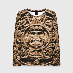 Женский лонгслив 3D с принтом Ацтекский Календарь , 100% полиэстер | длинные рукава, круглый вырез горловины, полуприлегающий силуэт | aztec | calendar | ацтеки | календарь | майя