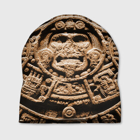 Шапка 3D с принтом Ацтекский Календарь , 100% полиэстер | универсальный размер, печать по всей поверхности изделия | aztec | calendar | ацтеки | календарь | майя
