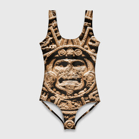 Купальник-боди 3D с принтом Ацтекский Календарь , 82% полиэстер, 18% эластан | Круглая горловина, круглый вырез на спине | aztec | calendar | ацтеки | календарь | майя