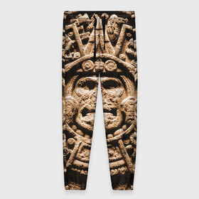 Женские брюки 3D с принтом Ацтекский Календарь , полиэстер 100% | прямой крой, два кармана без застежек по бокам, с мягкой трикотажной резинкой на поясе и по низу штанин. В поясе для дополнительного комфорта — широкие завязки | aztec | calendar | ацтеки | календарь | майя