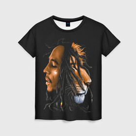 Женская футболка 3D с принтом БОБ МАРЛИ , 100% полиэфир ( синтетическое хлопкоподобное полотно) | прямой крой, круглый вырез горловины, длина до линии бедер | bob | face | jamaica | lion | marley | reggae | боб | дреды | лев | лицо | марли | музыка | портрет | регги | ямайка