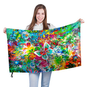 Флаг 3D с принтом ЯРКИЕ КРАСКИ , 100% полиэстер | плотность ткани — 95 г/м2, размер — 67 х 109 см. Принт наносится с одной стороны | butterfly | color | flower | rainbow | summer | бабочки | брызги | краски | лето | радуга | цвета | цветы
