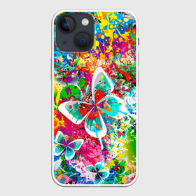 Чехол для iPhone 13 mini с принтом ЯРКИЕ КРАСКИ ,  |  | butterfly | color | flower | rainbow | summer | бабочки | брызги | краски | лето | радуга | цвета | цветы