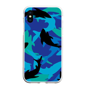 Чехол для iPhone XS Max матовый с принтом Акулы паттерн , Силикон | Область печати: задняя сторона чехла, без боковых панелей | shark | акула | акулы | жители | клыки | море | морские | океан | рыба