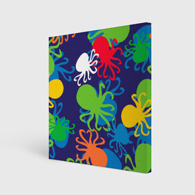 Холст квадратный с принтом Осьминоги , 100% ПВХ |  | Тематика изображения на принте: cute | octopus | милый | морское | осьминог | осьминожка | паттерн | тентакли | щупальца