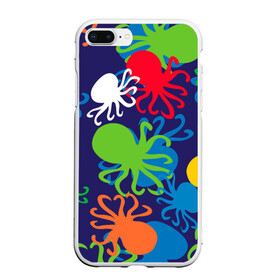 Чехол для iPhone 7Plus/8 Plus матовый с принтом Осьминоги , Силикон | Область печати: задняя сторона чехла, без боковых панелей | Тематика изображения на принте: cute | octopus | милый | морское | осьминог | осьминожка | паттерн | тентакли | щупальца