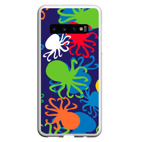Чехол для Samsung Galaxy S10 с принтом Осьминоги , Силикон | Область печати: задняя сторона чехла, без боковых панелей | Тематика изображения на принте: cute | octopus | милый | морское | осьминог | осьминожка | паттерн | тентакли | щупальца