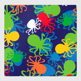 Магнитный плакат 3Х3 с принтом Осьминоги , Полимерный материал с магнитным слоем | 9 деталей размером 9*9 см | cute | octopus | милый | морское | осьминог | осьминожка | паттерн | тентакли | щупальца