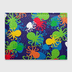 Обложка для студенческого билета с принтом Осьминоги , натуральная кожа | Размер: 11*8 см; Печать на всей внешней стороне | cute | octopus | милый | морское | осьминог | осьминожка | паттерн | тентакли | щупальца