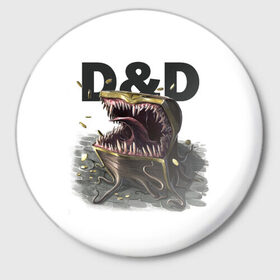 Значок с принтом D&D | Мимик-сундук | ДнД ,  металл | круглая форма, металлическая застежка в виде булавки | dd | dungeons and dragons | днд | мимик | подземелья и драконы | сундук