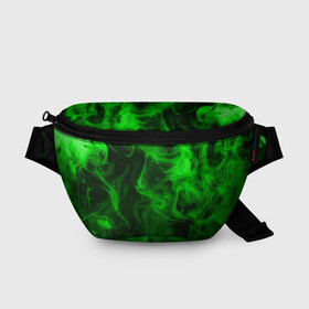 Поясная сумка 3D с принтом Неоновый дым (зеленый) , 100% полиэстер | плотная ткань, ремень с регулируемой длиной, внутри несколько карманов для мелочей, основное отделение и карман с обратной стороны сумки застегиваются на молнию | smoke | дым | импарение | неон | смог